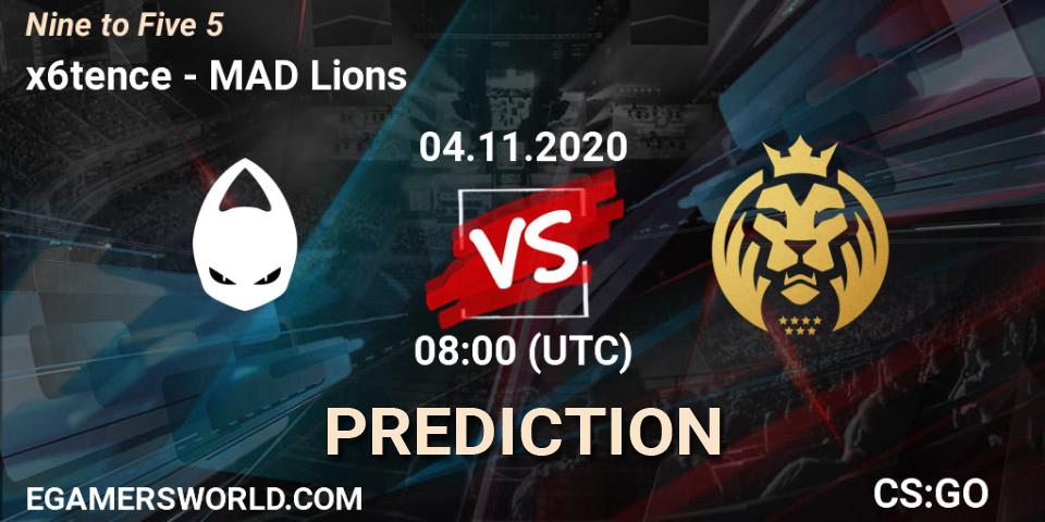 Prognoza x6tence - MAD Lions. 04.11.2020 at 08:00, Counter-Strike (CS2), Nine to Five 5