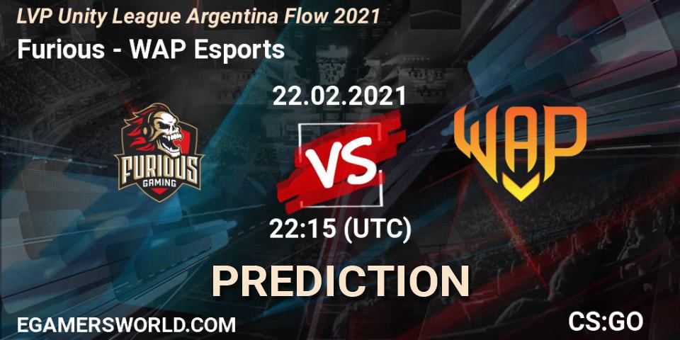 Prognoza Furious - WAP Esports. 22.02.2021 at 22:15, Counter-Strike (CS2), LVP Unity League Argentina Apertura 2021