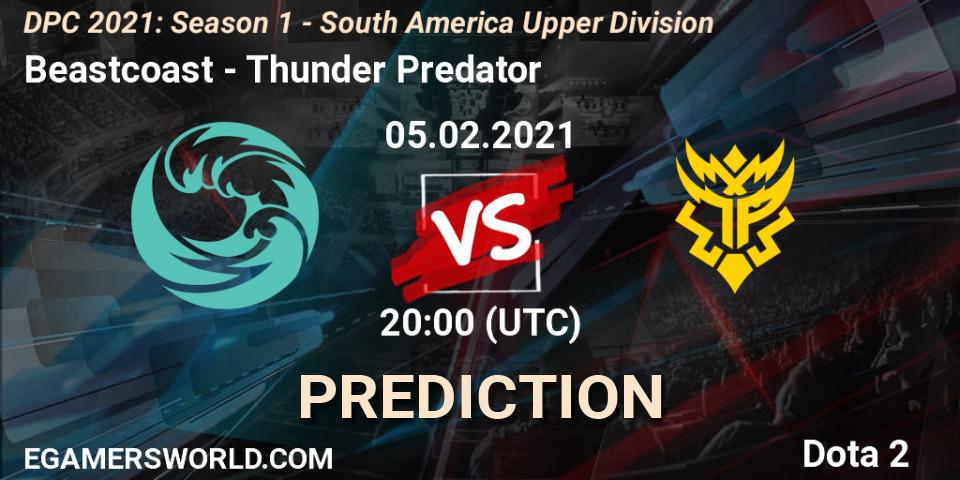 Prognoza Beastcoast - Thunder Predator. 05.02.2021 at 20:00, Dota 2, DPC 2021: Season 1 - South America Upper Division