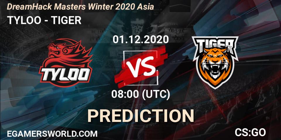Prognoza TYLOO - TIGER. 01.12.2020 at 08:00, Counter-Strike (CS2), DreamHack Masters Winter 2020 Asia