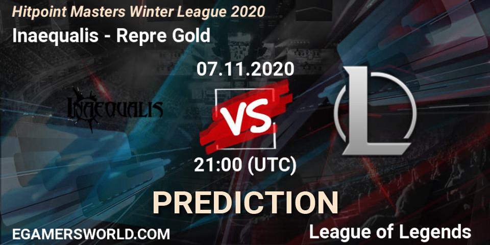 Prognoza Inaequalis - Repre Gold. 07.11.2020 at 21:00, LoL, Hitpoint Masters Winter League 2020