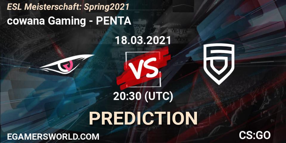 Prognoza cowana Gaming - PENTA. 18.03.2021 at 20:30, Counter-Strike (CS2), ESL Meisterschaft: Spring 2021