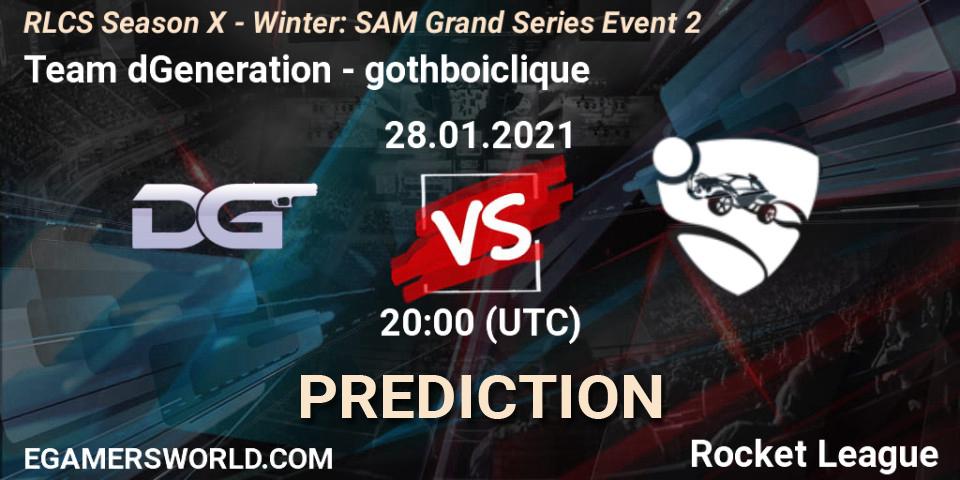 Prognoza Team dGeneration - gothboiclique. 28.01.2021 at 20:00, Rocket League, RLCS Season X - Winter: SAM Grand Series Event 2