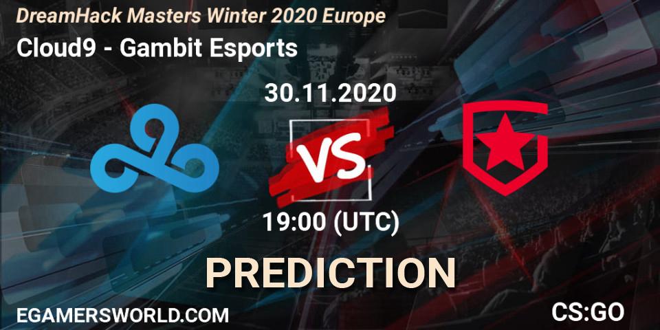 Prognoza Cloud9 - Gambit Esports. 30.11.2020 at 19:00, Counter-Strike (CS2), DreamHack Masters Winter 2020 Europe