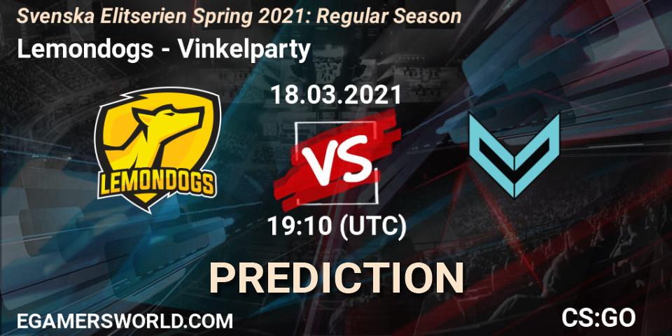 Prognoza Lemondogs - Vinkelparty. 18.03.2021 at 19:10, Counter-Strike (CS2), Svenska Elitserien Spring 2021: Regular Season