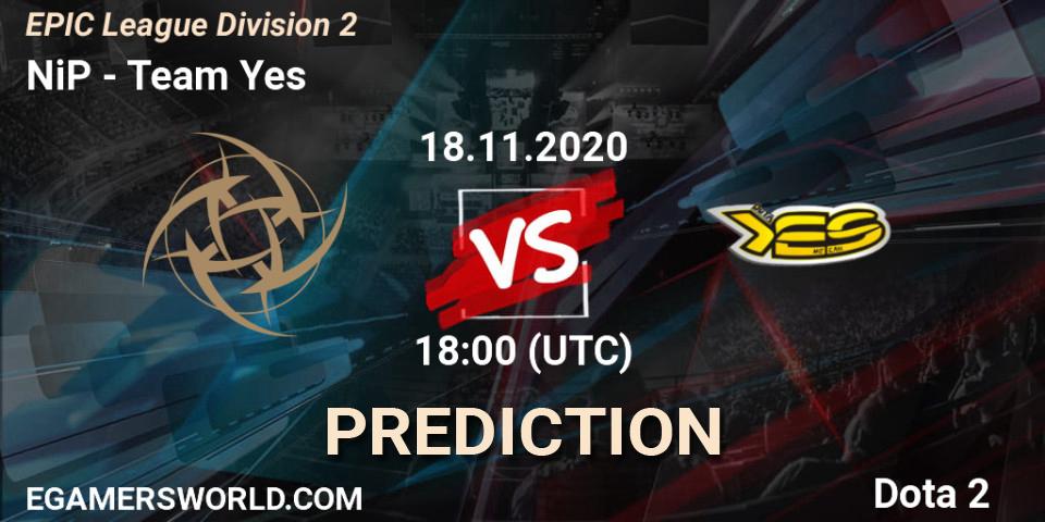 Prognoza NiP - Team Yes. 18.11.2020 at 15:03, Dota 2, EPIC League Division 2