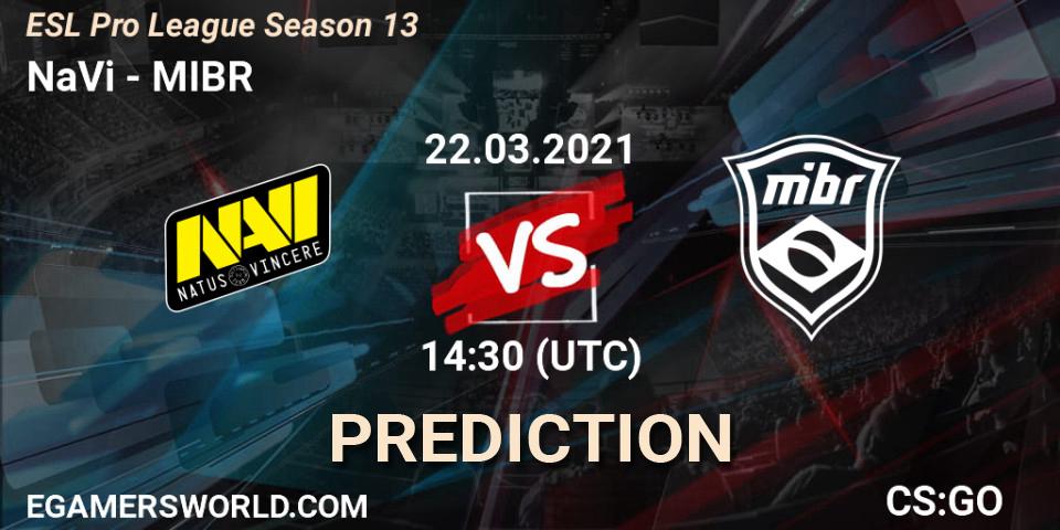 Prognoza NaVi - MIBR. 22.03.2021 at 14:30, Counter-Strike (CS2), ESL Pro League Season 13