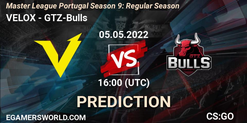 Prognoza VELOX - GTZ-Bulls. 05.05.2022 at 16:00, Counter-Strike (CS2), Master League Portugal Season 9: Regular Season