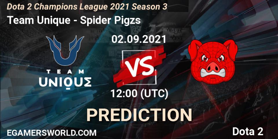 Prognoza Team Unique - Spider Pigzs. 02.09.2021 at 12:01, Dota 2, Dota 2 Champions League 2021 Season 3