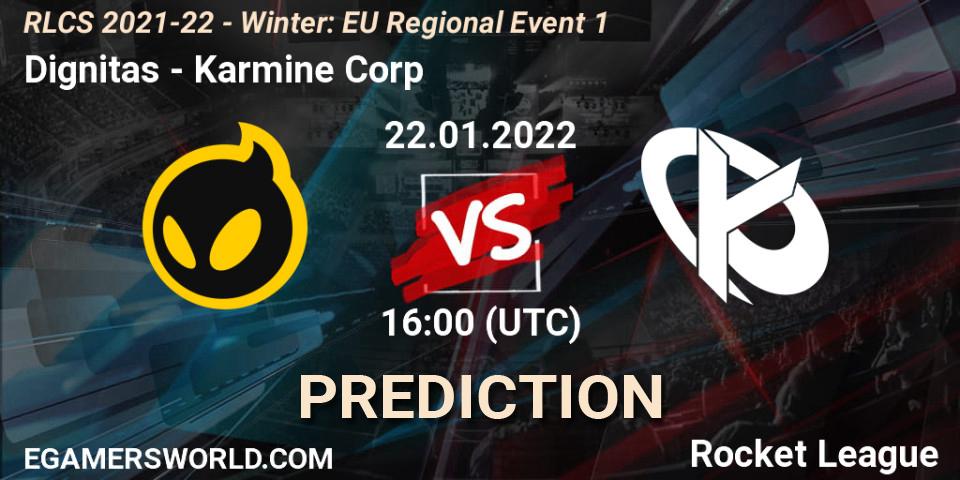Prognoza Dignitas - Karmine Corp. 22.01.2022 at 16:00, Rocket League, RLCS 2021-22 - Winter: EU Regional Event 1
