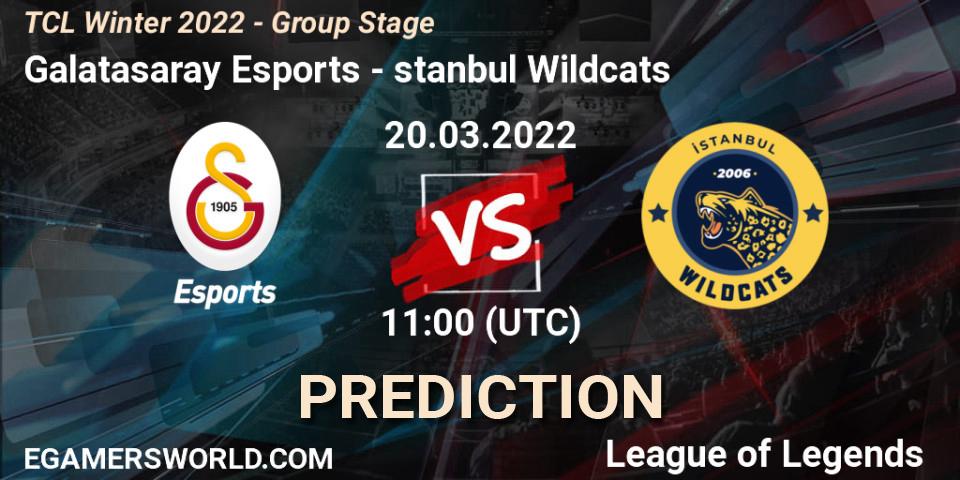 Prognoza Galatasaray Esports - İstanbul Wildcats. 20.03.2022 at 11:00, LoL, TCL Winter 2022 - Group Stage