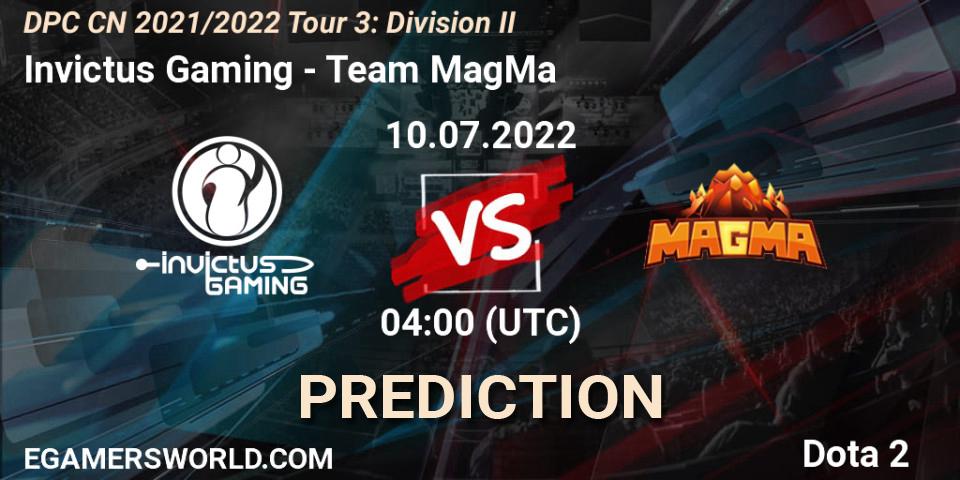 Prognoza Invictus Gaming - Team MagMa. 10.07.2022 at 04:02, Dota 2, DPC CN 2021/2022 Tour 3: Division II