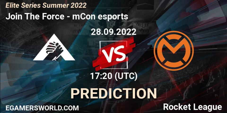 Prognoza Join The Force - mCon esports. 28.09.2022 at 17:20, Rocket League, Elite Series Summer 2022