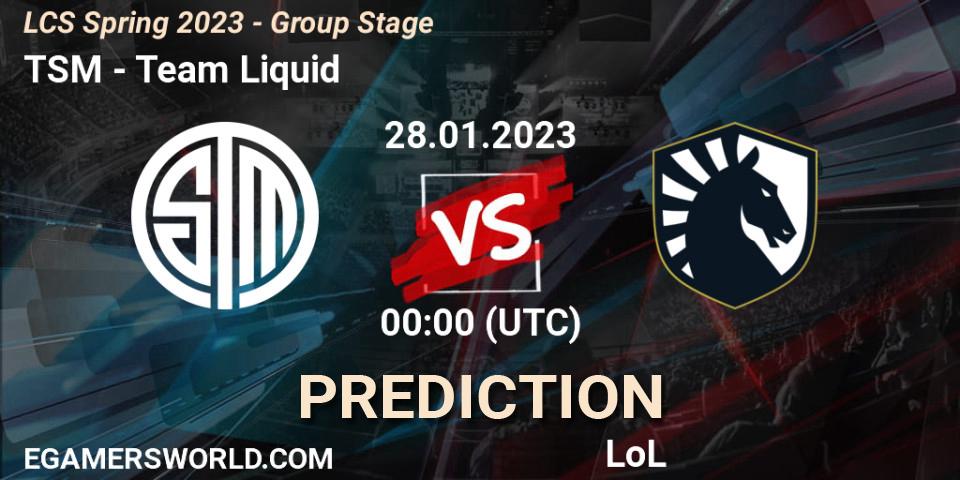 Prognoza TSM - Team Liquid. 28.01.23, LoL, LCS Spring 2023 - Group Stage