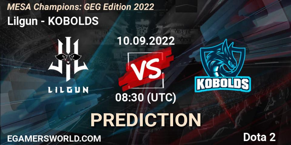 Prognoza Lilgun - KOBOLDS. 10.09.2022 at 08:42, Dota 2, MESA Champions: GEG Edition 2022