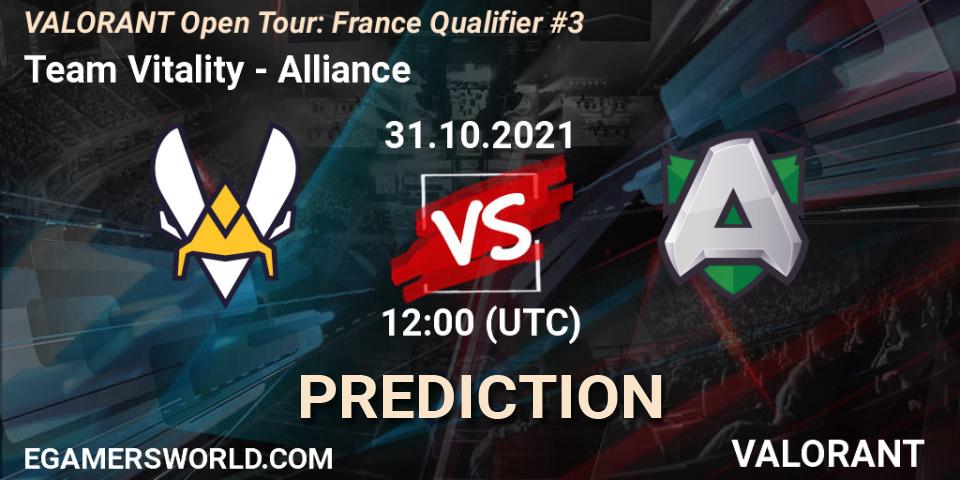 Prognoza Team Vitality - Alliance. 31.10.2021 at 12:00, VALORANT, VALORANT Open Tour: France Qualifier #3