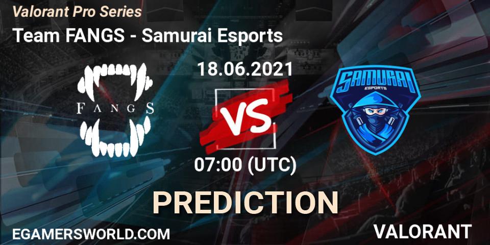 Prognoza Team FANGS - Samurai Esports. 19.06.2021 at 05:30, VALORANT, Valorant Pro Series
