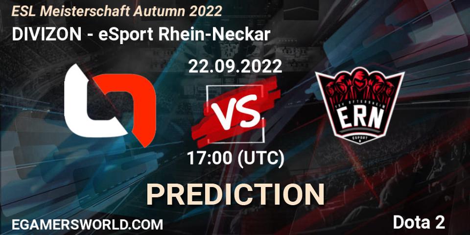 Prognoza DIVIZON - eSport Rhein-Neckar. 22.09.2022 at 17:11, Dota 2, ESL Meisterschaft Autumn 2022