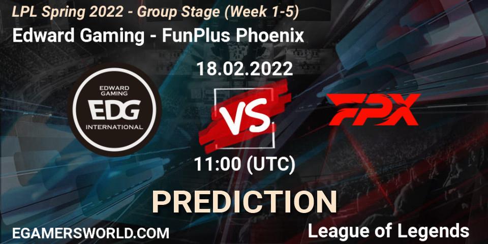Prognoza Edward Gaming - FunPlus Phoenix. 18.02.2022 at 12:25, LoL, LPL Spring 2022 - Group Stage (Week 1-5)