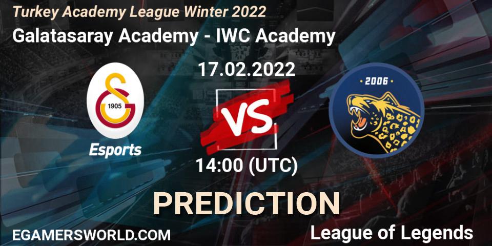 Prognoza Galatasaray Academy - IWC Academy. 17.02.2022 at 14:00, LoL, Turkey Academy League Winter 2022