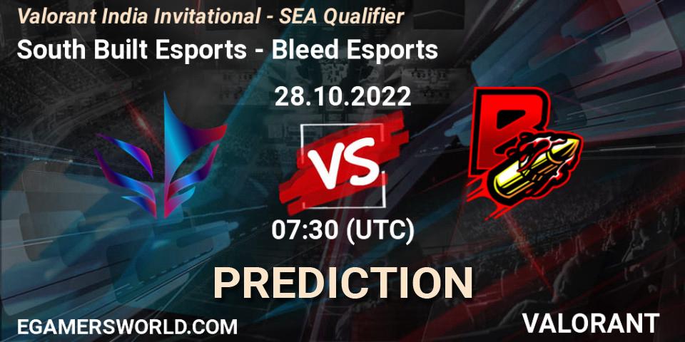 Prognoza South Built Esports - Bleed Esports. 28.10.2022 at 07:30, VALORANT, Valorant India Invitational - SEA Qualifier