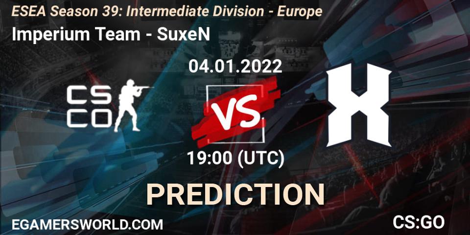Prognoza Imperium Team - SuxeN. 04.01.2022 at 19:00, Counter-Strike (CS2), ESEA Season 39: Intermediate Division - Europe