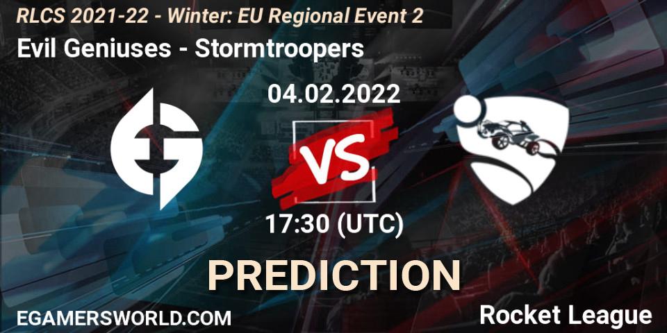 Prognoza Evil Geniuses - Stormtroopers. 04.02.2022 at 17:30, Rocket League, RLCS 2021-22 - Winter: EU Regional Event 2