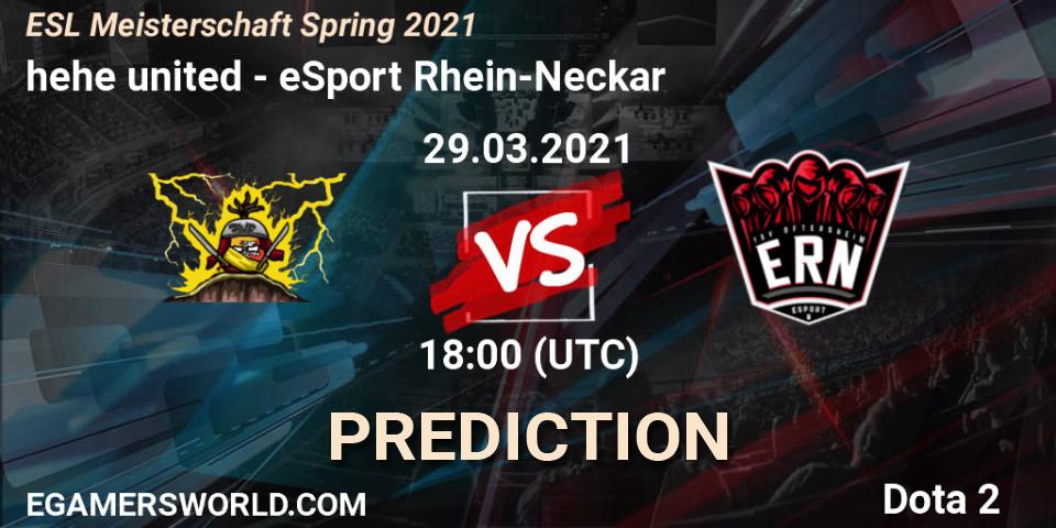 Prognoza hehe united - eSport Rhein-Neckar. 29.03.2021 at 17:08, Dota 2, ESL Meisterschaft Spring 2021