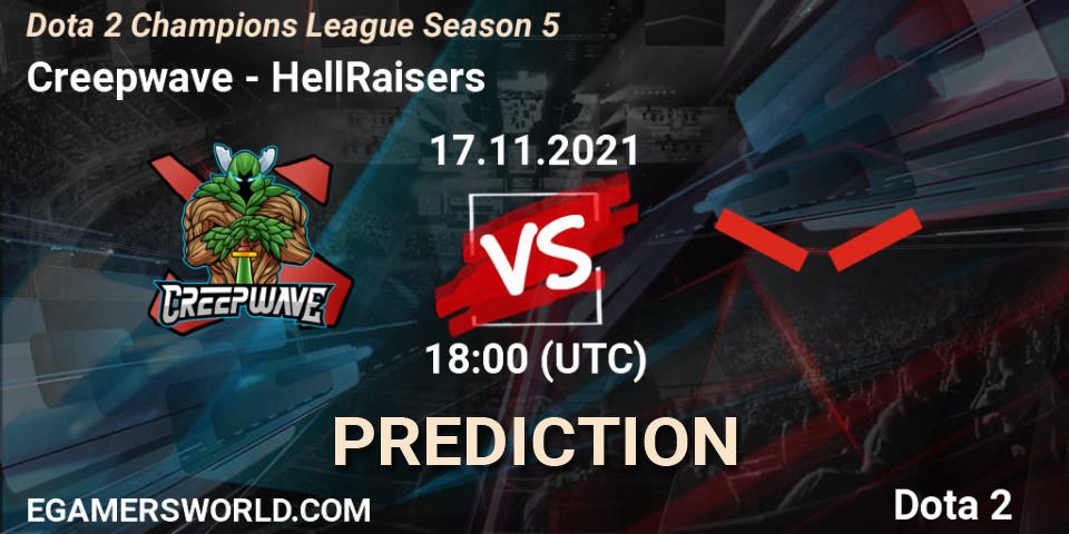 Prognoza Creepwave - HellRaisers. 17.11.2021 at 18:00, Dota 2, Dota 2 Champions League 2021 Season 5