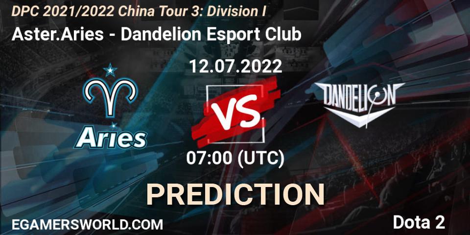Prognoza Aster.Aries - Dandelion Esport Club. 12.07.2022 at 07:52, Dota 2, DPC 2021/2022 China Tour 3: Division I