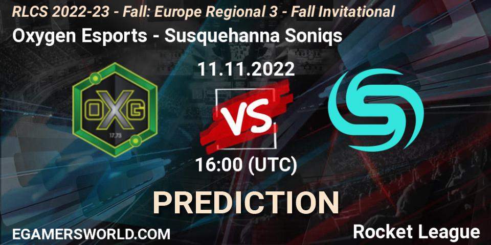 Prognoza Oxygen Esports - Susquehanna Soniqs. 11.11.2022 at 16:00, Rocket League, RLCS 2022-23 - Fall: Europe Regional 3 - Fall Invitational
