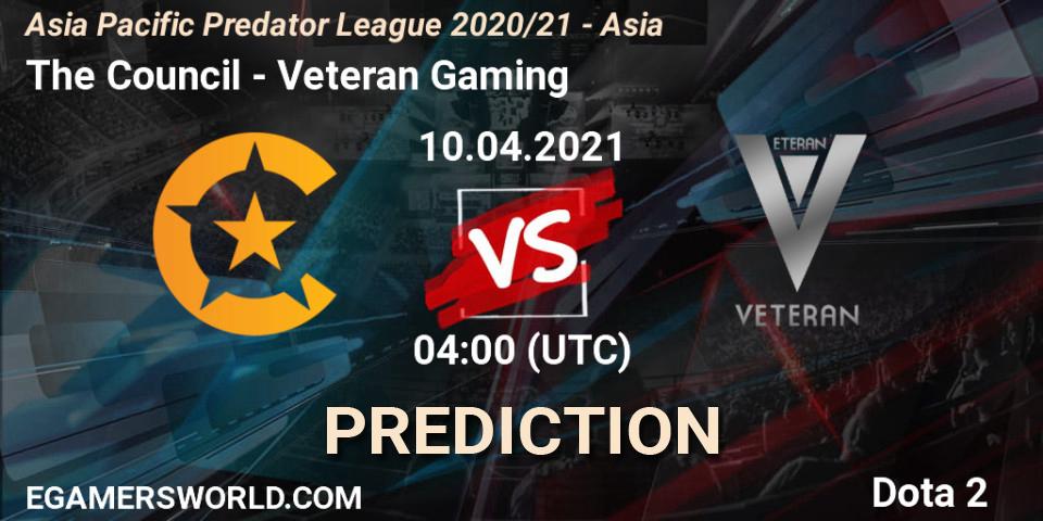 Prognoza The Council - Veteran Gaming. 10.04.2021 at 04:01, Dota 2, Asia Pacific Predator League 2020/21 - Asia