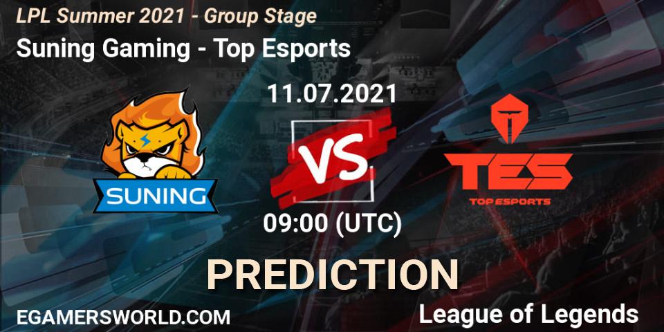 Prognoza Suning Gaming - Top Esports. 11.07.2021 at 09:00, LoL, LPL Summer 2021 - Group Stage