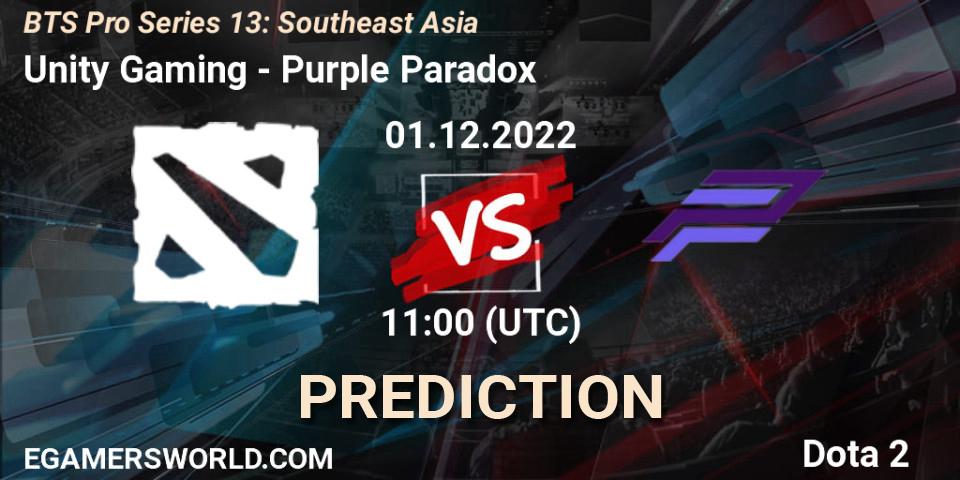Prognoza Unity Gaming - Purple Paradox. 01.12.22, Dota 2, BTS Pro Series 13: Southeast Asia