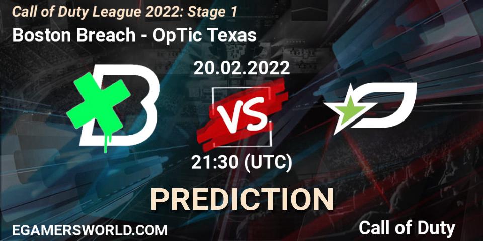 Prognoza Boston Breach - OpTic Texas. 20.02.2022 at 21:30, Call of Duty, Call of Duty League 2022: Stage 1