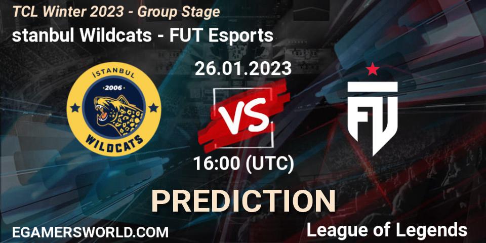 Prognoza İstanbul Wildcats - FUT Esports. 26.01.2023 at 16:00, LoL, TCL Winter 2023 - Group Stage