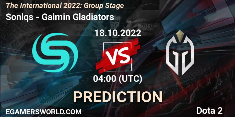 Prognoza Soniqs - Gaimin Gladiators. 18.10.2022 at 04:23, Dota 2, The International 2022: Group Stage