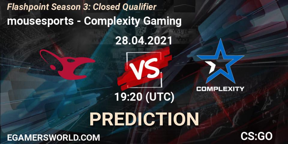 Prognoza mousesports - Complexity Gaming. 28.04.2021 at 19:30, Counter-Strike (CS2), Flashpoint Season 3: Closed Qualifier
