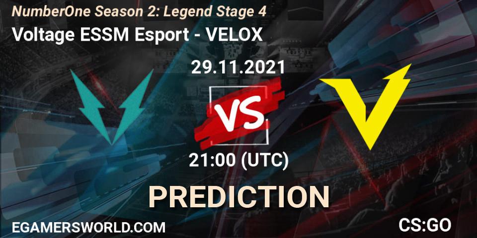 Prognoza Voltage ESSM Esport - VELOX. 29.11.2021 at 21:00, Counter-Strike (CS2), NumberOne Season 2: Legend Stage 4