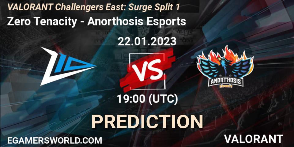 Prognoza Zero Tenacity - Anorthosis Esports. 22.01.2023 at 19:30, VALORANT, VALORANT Challengers 2023 East: Surge Split 1