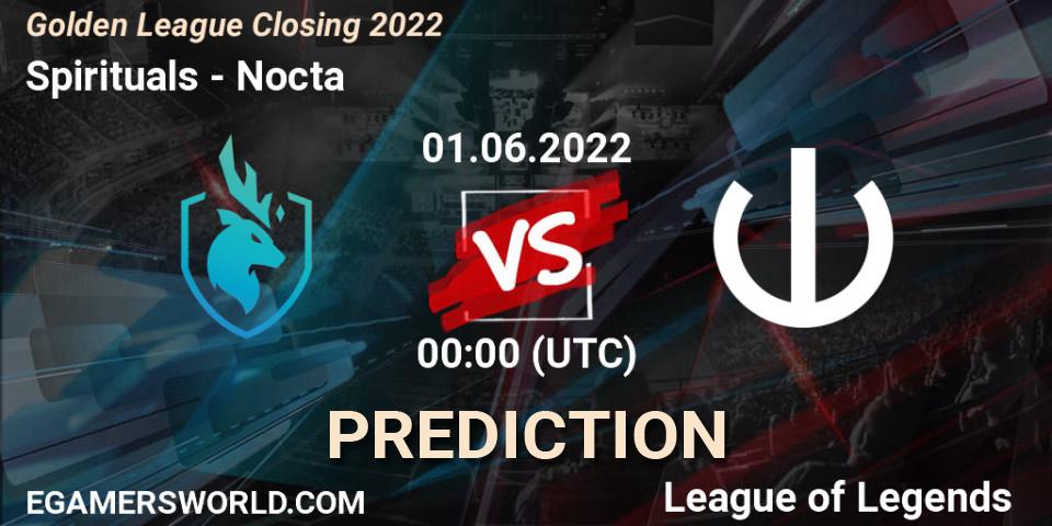 Prognoza Spirituals - Nocta. 01.06.2022 at 00:00, LoL, Golden League Closing 2022