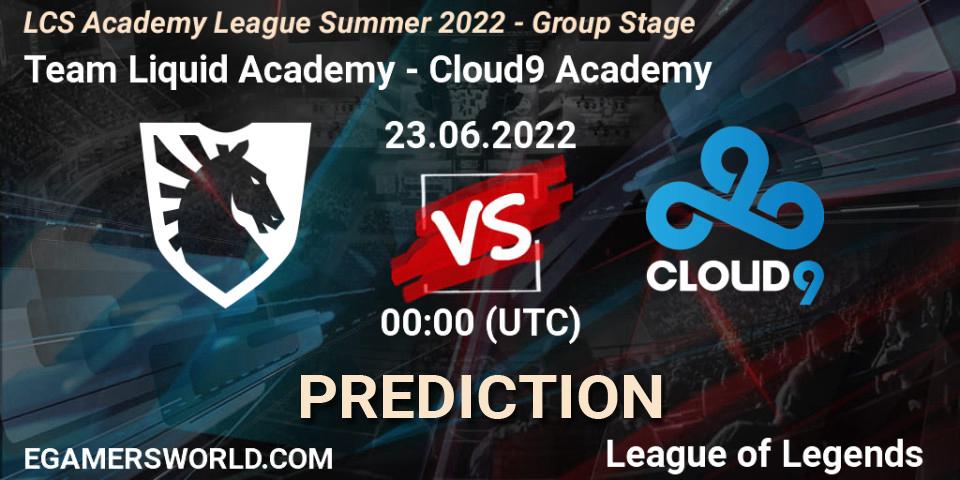 Prognoza Team Liquid Academy - Cloud9 Academy. 23.06.2022 at 00:15, LoL, LCS Academy League Summer 2022 - Group Stage