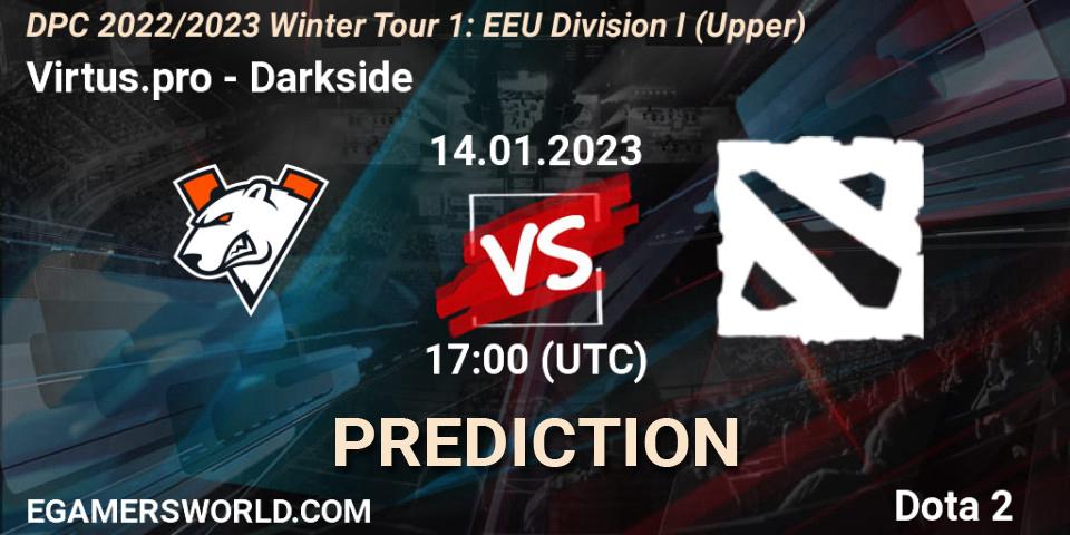 Prognoza Virtus.pro - Darkside. 14.01.23, Dota 2, DPC 2022/2023 Winter Tour 1: EEU Division I (Upper)