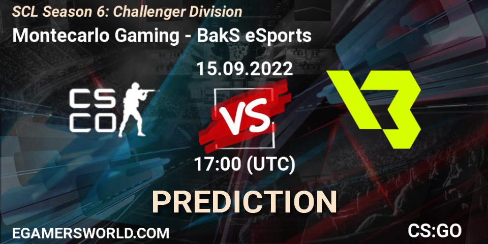 Prognoza Montecarlo Gaming - BakS eSports. 15.09.2022 at 17:00, Counter-Strike (CS2), SCL Season 6: Challenger Division