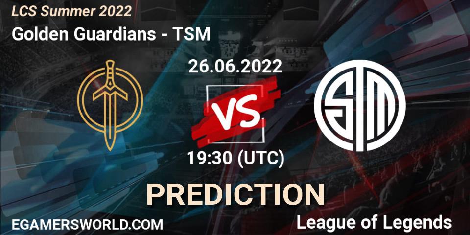Prognoza Golden Guardians - TSM. 26.06.2022 at 19:30, LoL, LCS Summer 2022