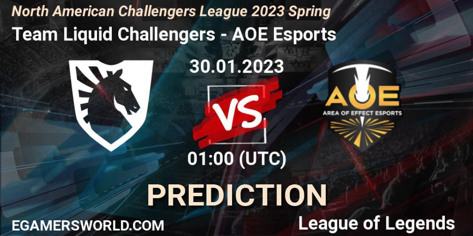 Prognoza Team Liquid Challengers - AOE Esports. 30.01.23, LoL, NACL 2023 Spring - Group Stage