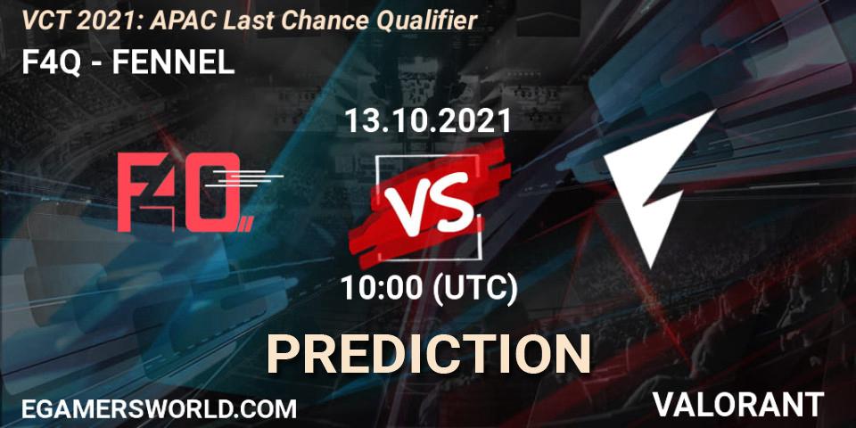 Prognoza F4Q - FENNEL. 13.10.2021 at 09:00, VALORANT, VCT 2021: APAC Last Chance Qualifier
