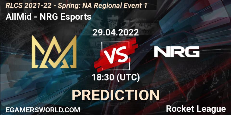 Prognoza AllMid - NRG Esports. 29.04.2022 at 18:30, Rocket League, RLCS 2021-22 - Spring: NA Regional Event 1