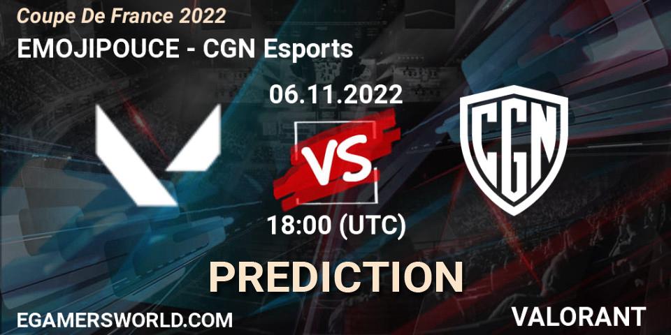 Prognoza EMOJIPOUCE - CGN Esports. 06.11.22, VALORANT, Coupe De France 2022