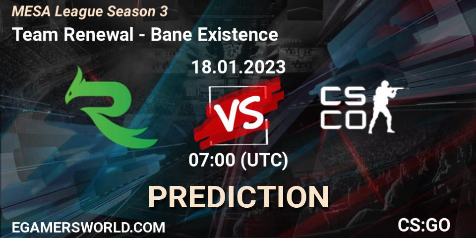 Prognoza Team Renewal - Bane Existence. 18.01.23, CS2 (CS:GO), MESA League Season 3